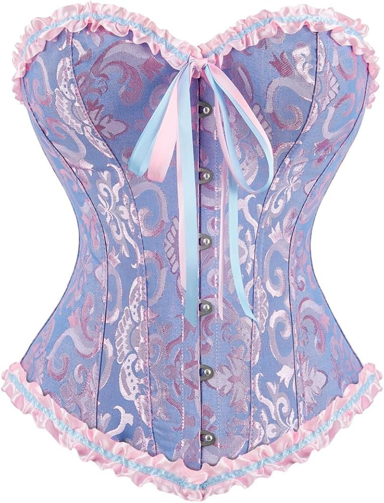 frawirshau Women's Lace Up Boned Overbust Corset Bustier Lingerie Bodyshaper Top | Amazon (US)