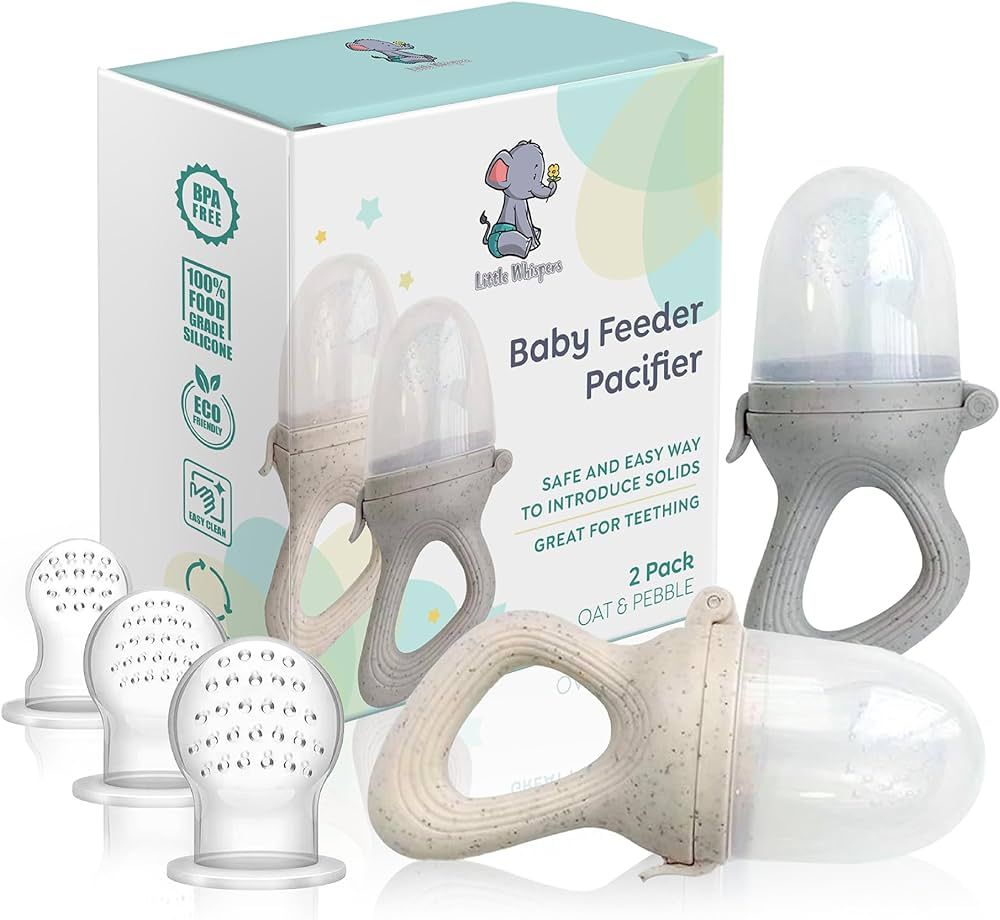 LittleWhispers Baby Fruit & Food Feeder Pacifier - Infant Feeding Teether - 2 Piece | Amazon (US)