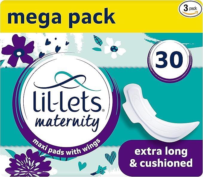 Lil-Lets Maternity Pads, Extra Long Maxi Thick Towels X 30, With Wings, 3 Packs of 10 Postpartum ... | Amazon (UK)