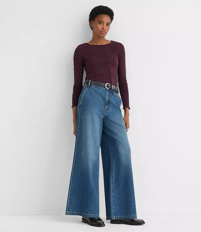 High Rise Trouser Jeans in Vintage Mid Wash | LOFT