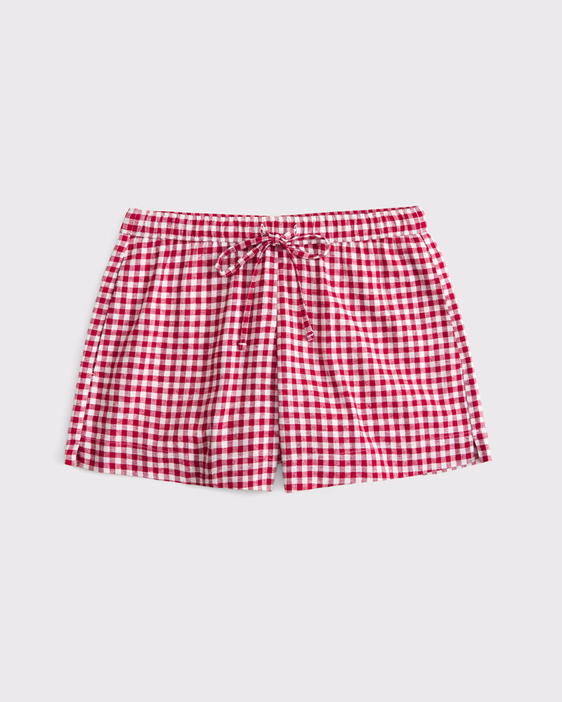 Abercrombie & Fitch Women's Linen-Blend Pull-On Short in Red Gingham - Size S | Abercrombie & Fitch (US)