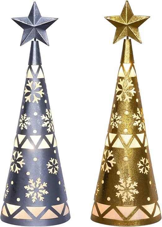 YEAHOME Christmas Decorations Indoor, Set of 2 Lighted Christmas Table Decor with Star and LED Li... | Amazon (US)
