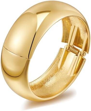 Chunky Gold Cuff Bracelets for Women Wide Gold Bangle Bracelet Hammered Open Wrist Cuff Bracelet ... | Amazon (US)