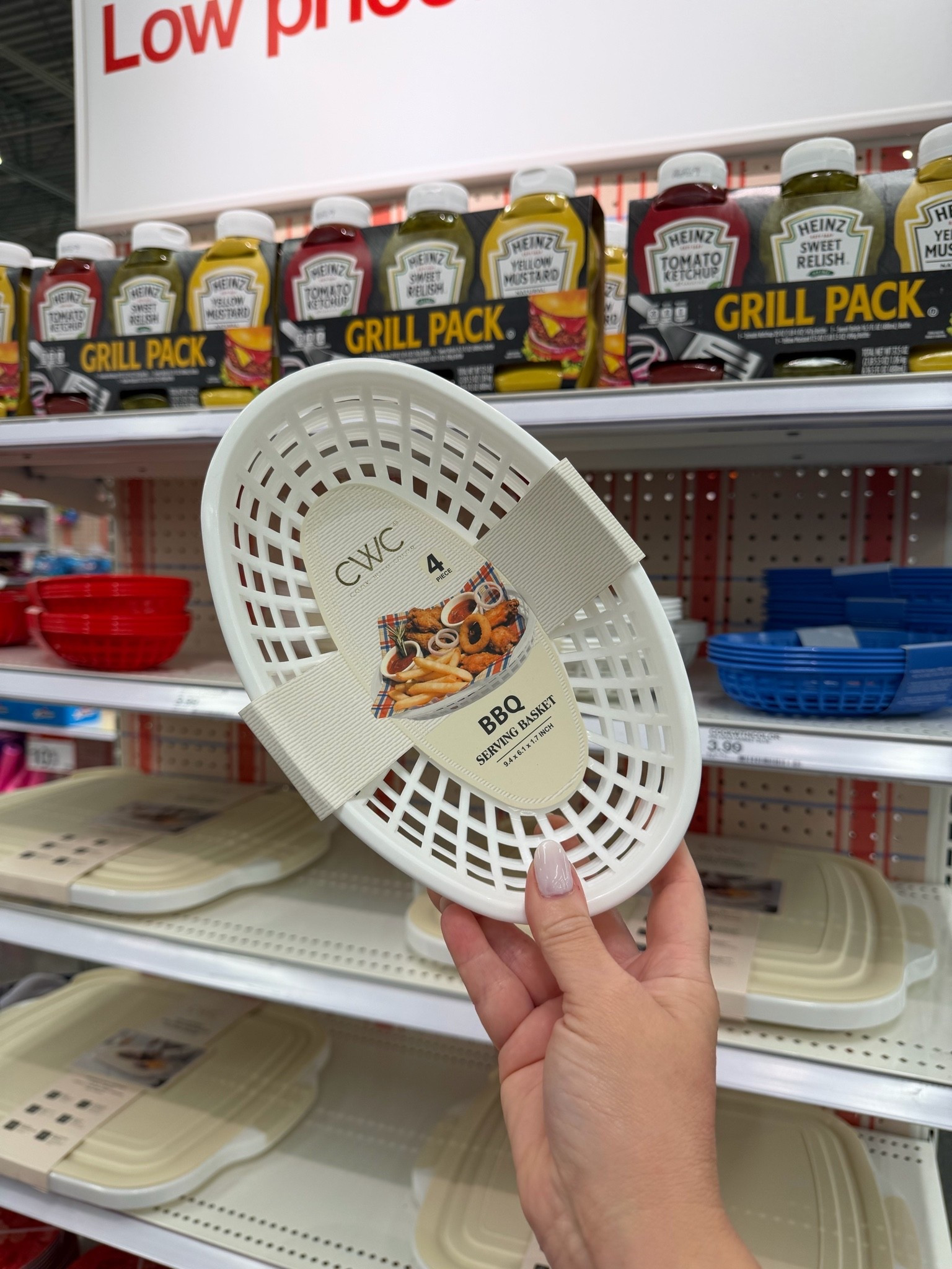 I’ll be using these food baskets with parchment paper liners all summer for the kids.  Saving on paper plates and washing dishes!