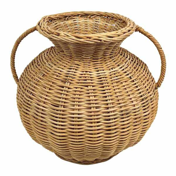 Natural Woven Rattan Vase, 10", sold by At Home | At Home