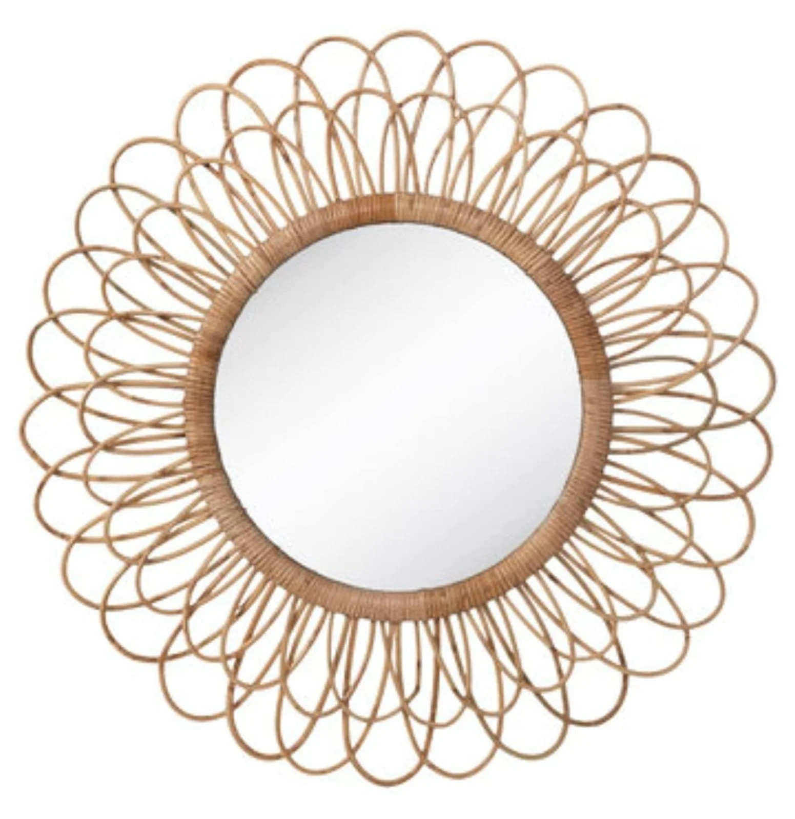 LeCeleBee Home Decor Flower Rattan Brown Wall Round Mirror | Walmart (US)
