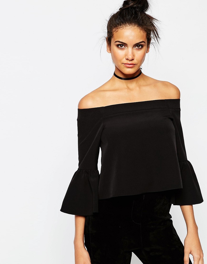 ASOS Off The Shoulder Top With Ruffle Sleeve | ASOS UK