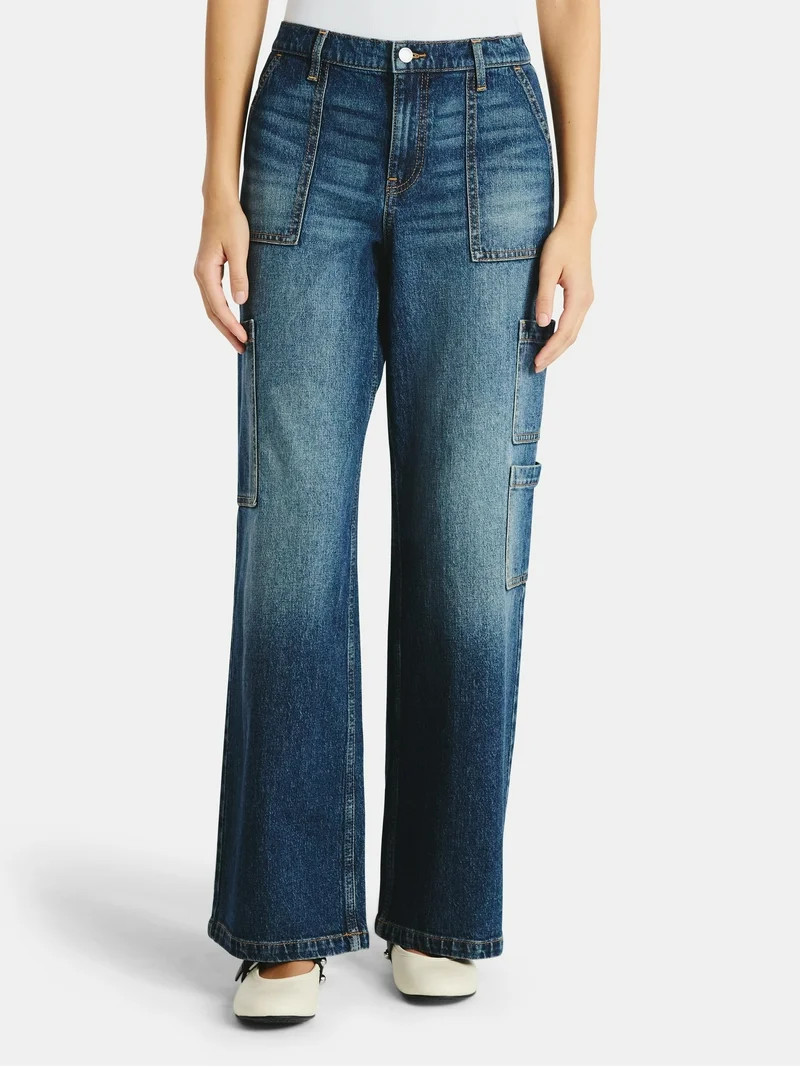 No Boundaries Wide Leg Cargo Pants, 31.5'' Inseam, Women's | Walmart (US)