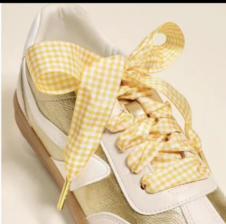 Yellow Gingham Shoelaces - Etsy | Etsy (Global)