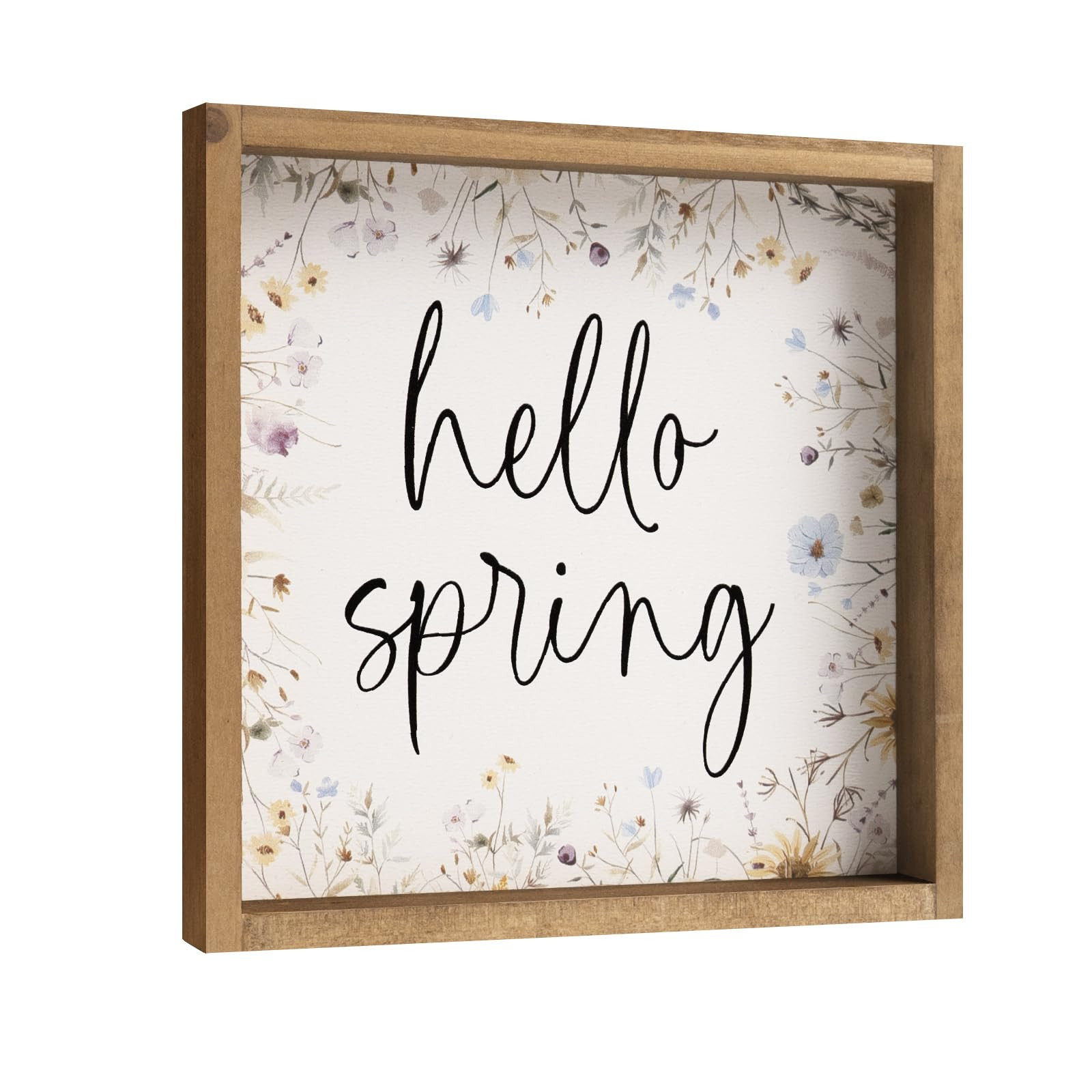 Hello Spring Sign, 11.8 Inch Wooden Spring Wall Decor, Indoor Table Shelf Office Farmhouse Decora... | Amazon (US)