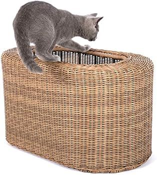 Amazon.com : Fun Stackable Wicker Cat Hideaway House - Interactive Play Rattan Cat House for Indo... | Amazon (US)