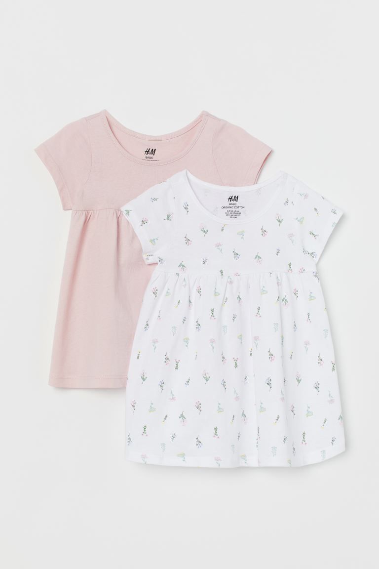 Dresses in soft organic cotton jersey. Round neckline, short sleeves, gathered seam at top, and g... | H&M (US)