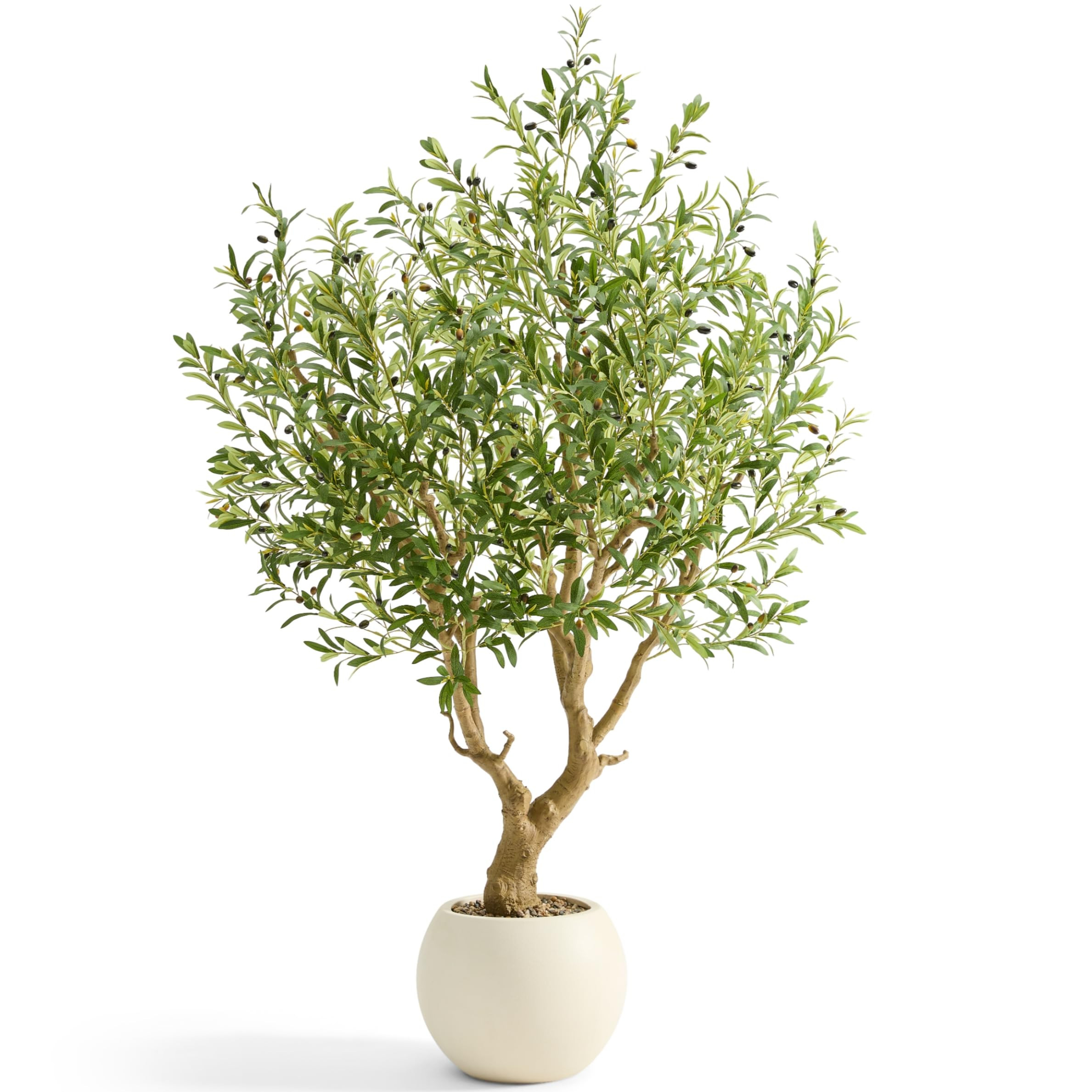 7.5 FT Large Luxury Artificial Olive Tree, Tall Faux Olive Tree with White Pot, Extra Lush Stereo... | Amazon (US)