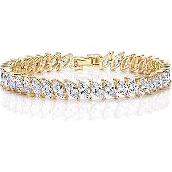 PAVOI 14K Gold Plated Marquise Cut Tennis Bracelet for Women - Cubic Zirconia Gold Tennis Bracele... | Amazon (US)