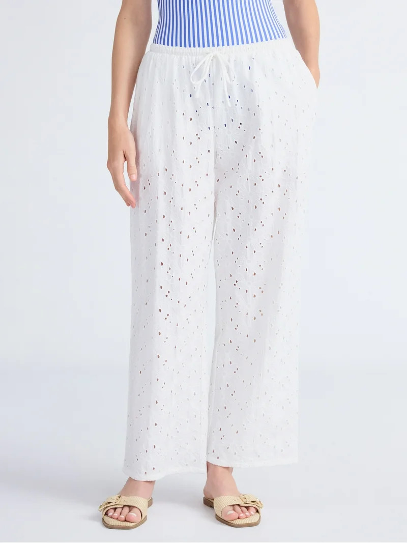 Free Assembly Women's Cotton Eyelet Coverup Pants, Sizes XXS-XXL | Walmart (US)