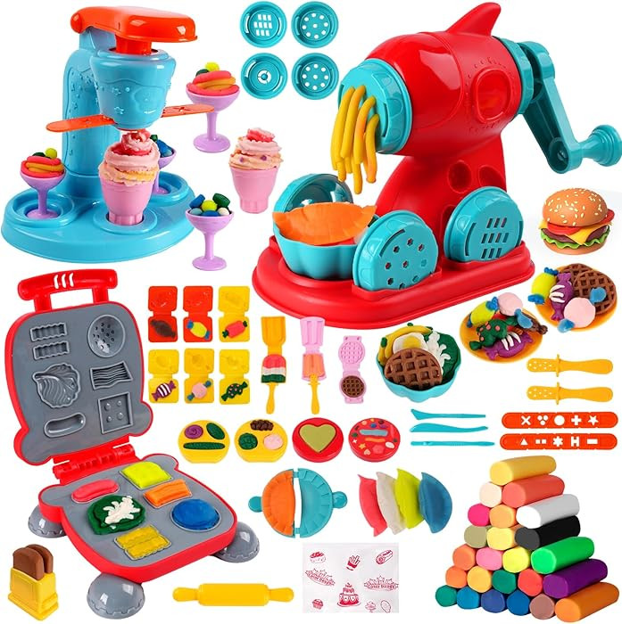 3-in-1 Color Dough Kitchen Creations Set for Kids Aged 3-8, 24 Colors Dough Playset with Ice Crea... | Amazon (US)