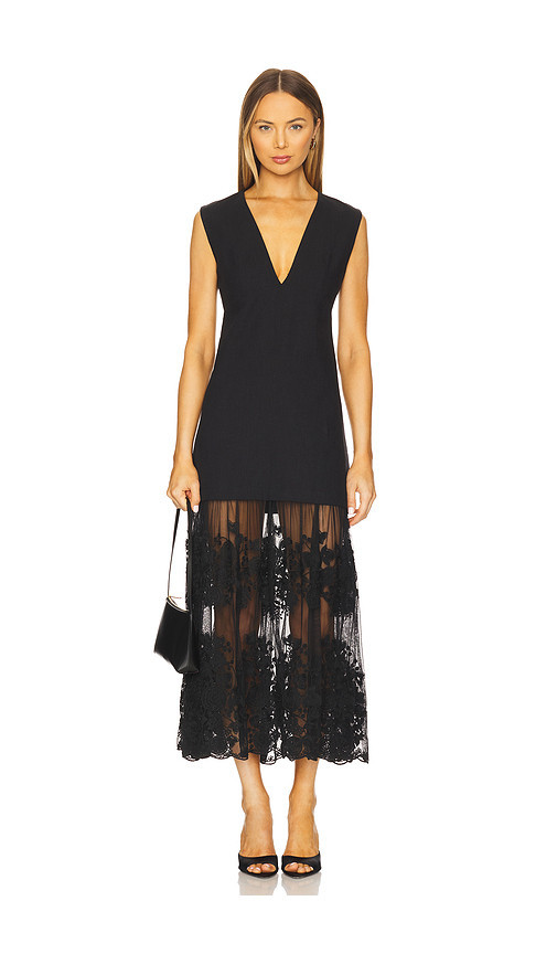 Sea Arielle Lace Vneck Midi Dress in Black. Taglia 0. Also in 2, 4. | Revolve Clothing (Global)