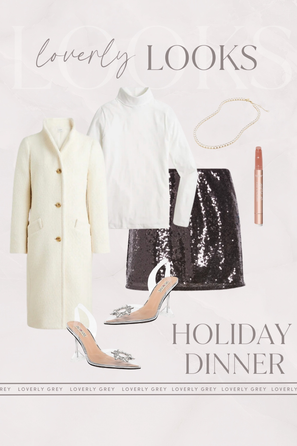 Loverly Grey holiday dinner outfit idea. Pair this sequins skirt with a neutral turtleneck for a fun festive look. 

#LTKstyletip #LTKSeasonal #LTKHoliday