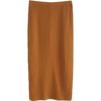 SheIn Women's Basic Plain Stretchy Ribbed Knit Split Full Length Skirt | Amazon (US)