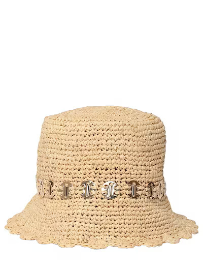 Paco Rabanne - Rabane raffia bucket hat - Natural/Gold | Luisaviaroma | Luisaviaroma