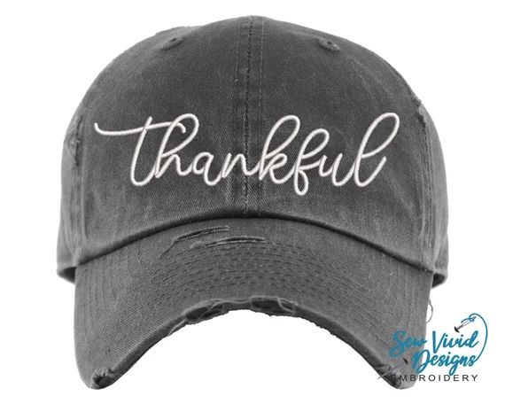 Thankful Hat  Distressed Baseball Cap OR Ponytail Hat  | Etsy | Etsy (US)