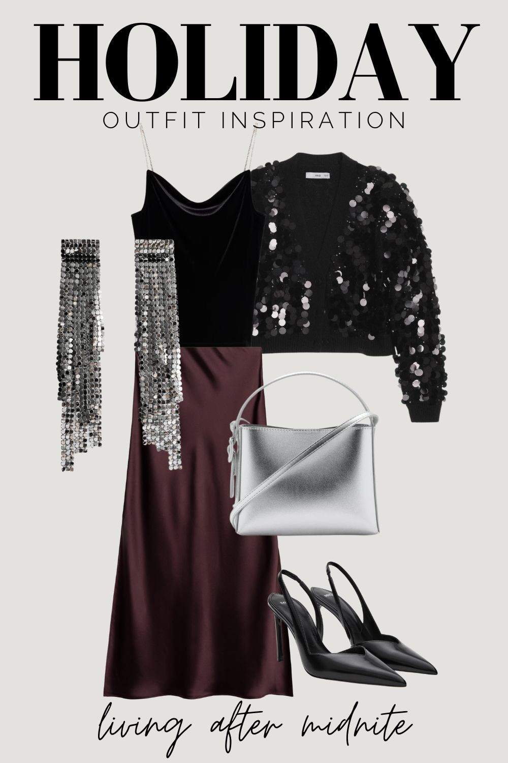 Holiday outfit inspiration perfect for New Years Eve. New Years Eve Outfit, New Year's Eve Outfits, New Years Eve Party Outfit, NYE Party Outfits, Holiday Outfits, Sequins, Slip Skirt, Holiday Outfits, Holiday Party Outfits, Christmas Outfits 

 #LTKHoliday #LTKSeasonal #LTKParties