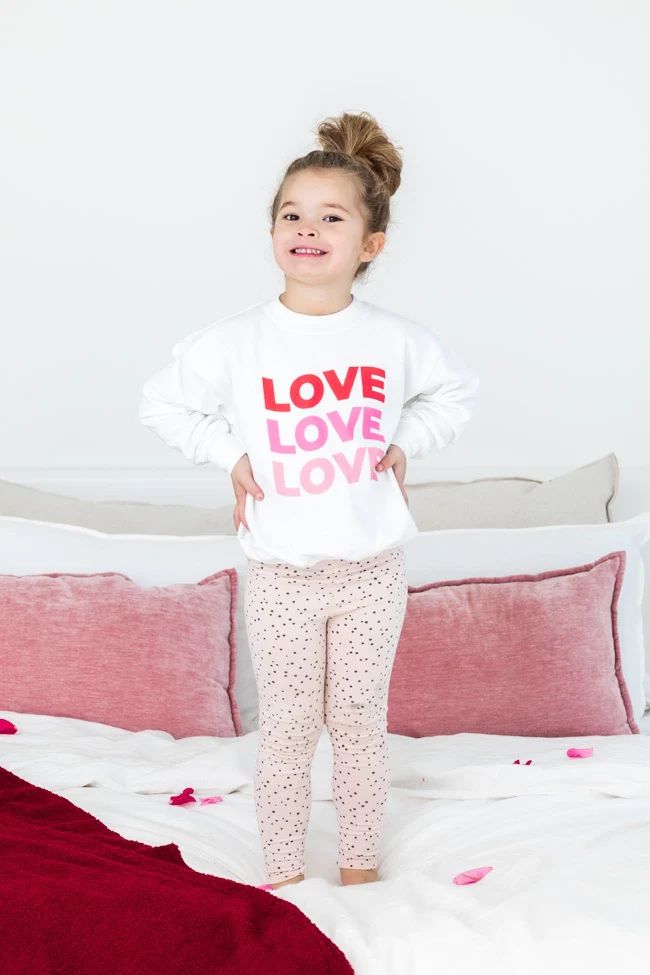 Love Ombre Wave White Kids Graphic Sweatshirt | The Pink Lily Boutique