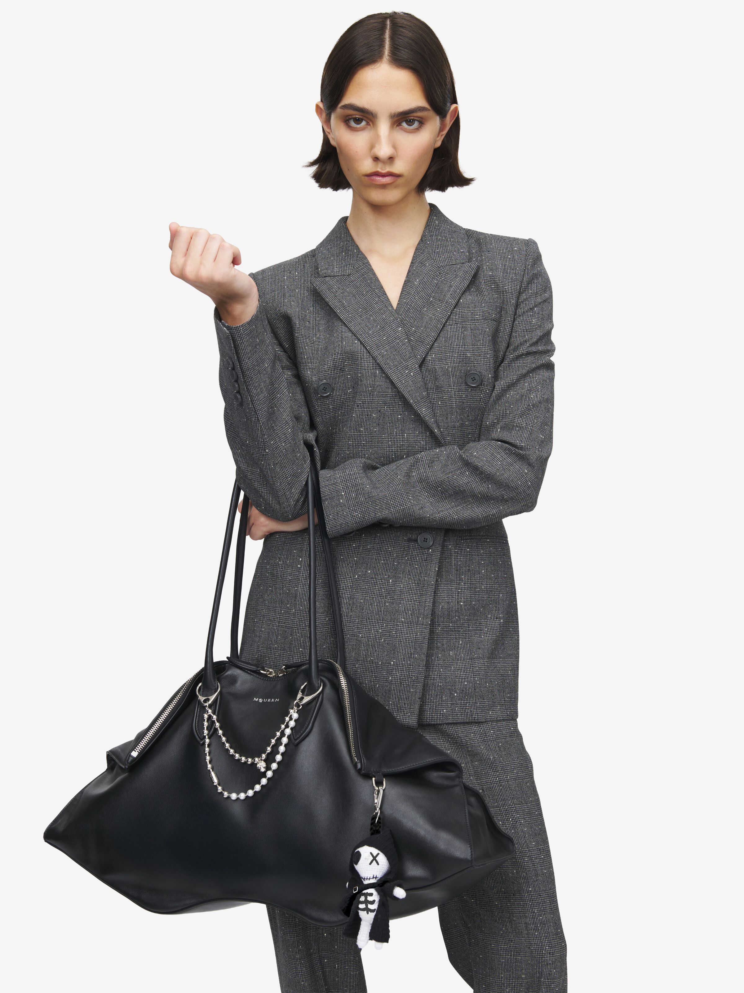 Women's Doll Charm in Black/White/Silver | Alexander McQueen