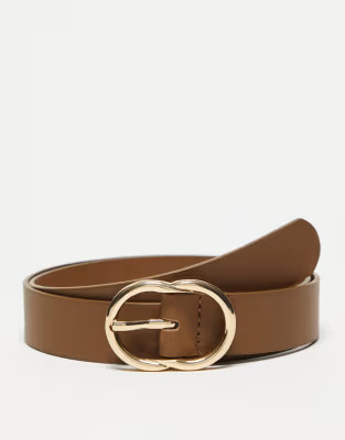 Glamorous waist and hip belt with gold double buckle in tan | ASOS (Global)