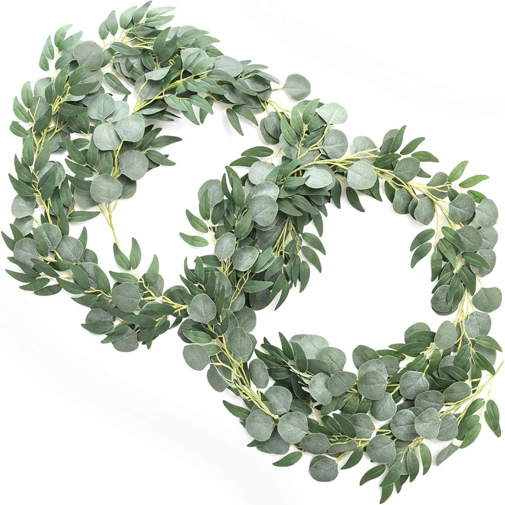 Ling's Moment Artificial Eucalyptus and Willow Garlands, 2pcs Fake Vines Greenery Leaves for Wedd... | Amazon (US)