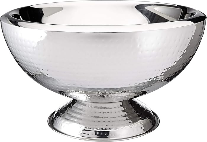 Elegance Stainless Steel Hammered Double-Walled Insulated Punch Bowl 17 Inch | 3 Gallon Footed Be... | Amazon (US)