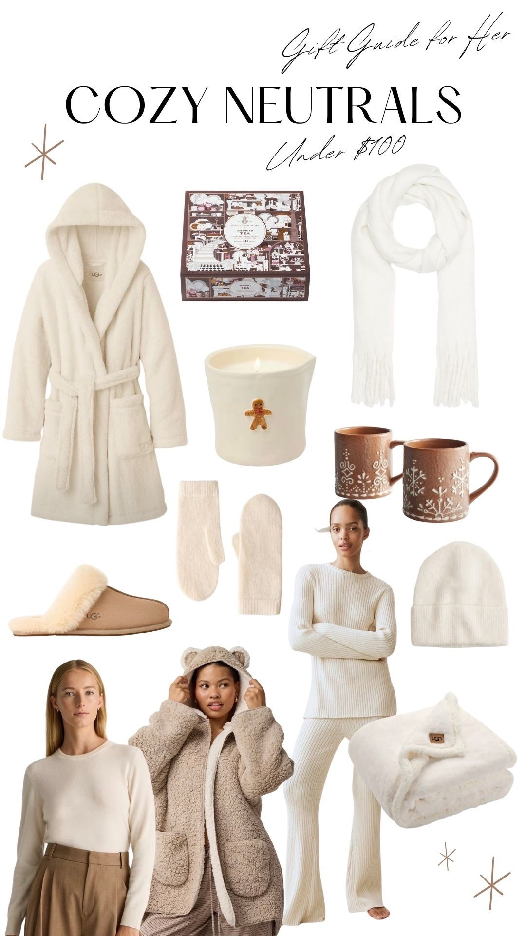 Gift Guide for Her: Cosy Neutrals.
Shop soft, plush and fluffy gifts for self-care and relaxation time under $100 
#cosy #gifts #gift #giftguide #giftsunder100 #under100 #giftguideforher #forher #beanie #scarf #slippers #uggs #blanket #robe #plush #fluffy #tea #candle #sweater #mug #loungeset #hoodies #winter 

#LTKSaleAlert #LTKGiftGuide #LTKSeasonal