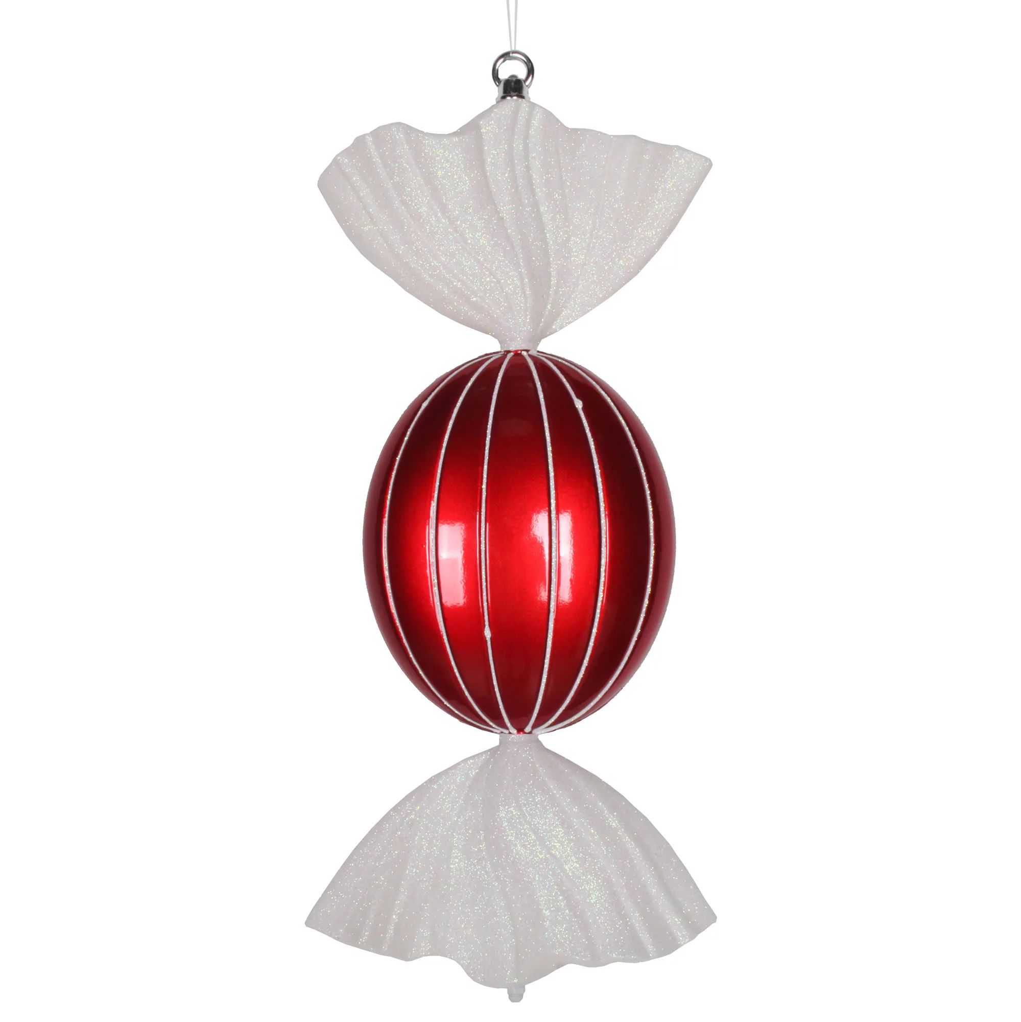 Vickerman 18.5" Red-White Oval Candy Glitter - M153203 - Walmart.com | Walmart (US)