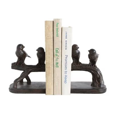 Storied Home 6.2" x 5" 2pc Bird on Branch Resin Bookend Set Black : Traditional Style for Shelvin... | Target