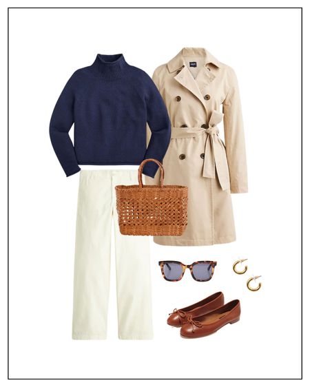 Spring Outfit Ideas:

One of my favorite spring wardrobe staples is a trench coat. It’s a lightweight layer that looks wonderful dressed up or down. Style it with a warm base layer like this navy turtleneck sweater. It’s 100% cotton, which means it’s not itchy at all, and it’s under $80. Pair it with these cream wide-leg chino pants and these leather ballerina flats. Lastly, accessorize with a woven tote bag, gold hoop earrings, and tortoise sunglasses.

#LTKworkwear #LTKunder100 #LTKSeasonal