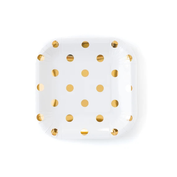 Ivory and Gold Polka Dot Paper Plates  Polka Dot Square - Etsy | Etsy (US)