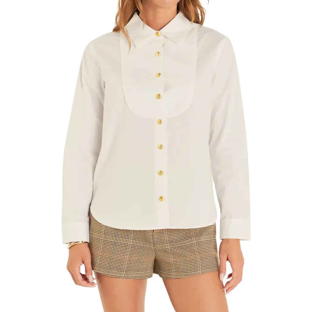 English Factory Bib Collar Cotton Shirt in White at Nordstrom, Size Small | Nordstrom