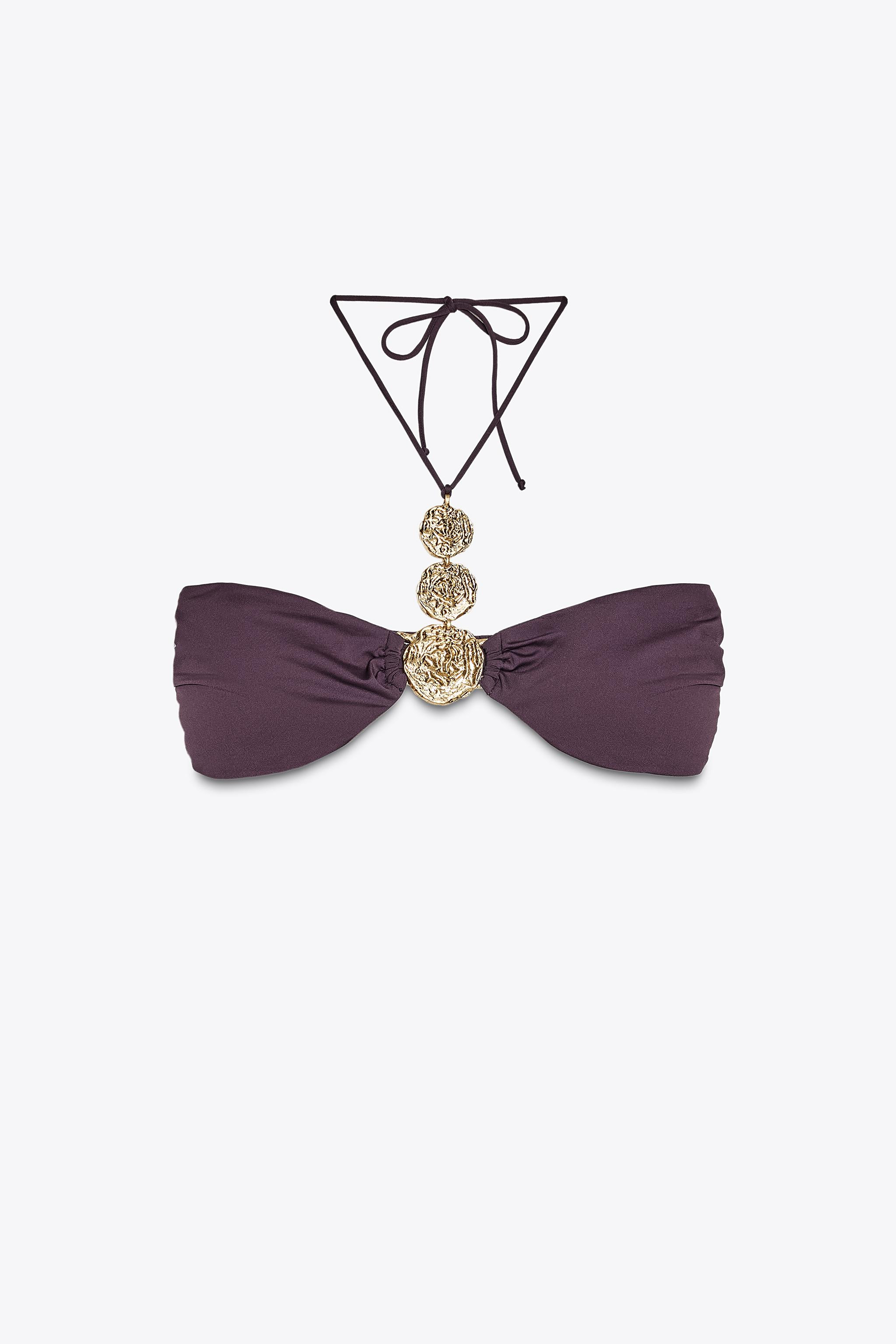 METALLIC HALTER BIKINI TOP | Zara US