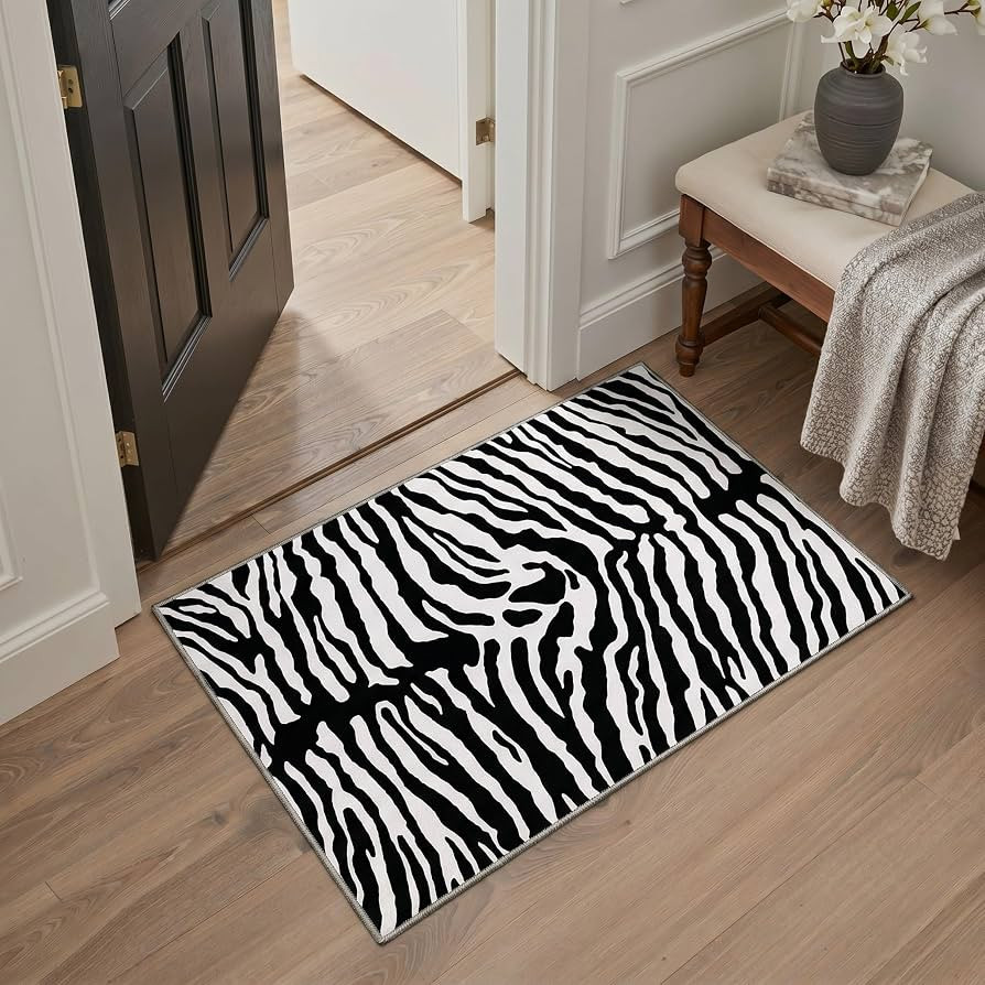 Bavni 2x3 Small Rug Zebra Door Mat Indoor for Entryway Bathroom, Washable | Amazon (US)
