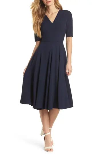 Women's Gal Meets Glam Collection Edith City Crepe Fit & Flare Dress, Size 2 - Blue | Nordstrom