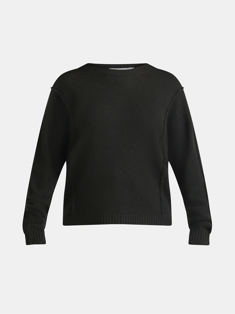 Time and Tru Women's Seamed Sweater with Long Sleeves, Midweight, Sizes XS-XXXL | Walmart (US)