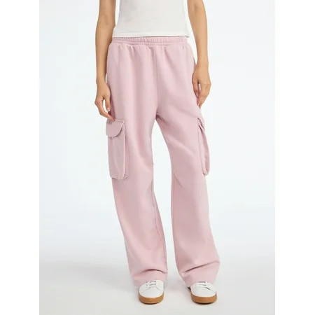 Scoop Women’s Mineral Washed Wide Leg Cargo Sweatpants, Sizes XS-XXL | Walmart (US)