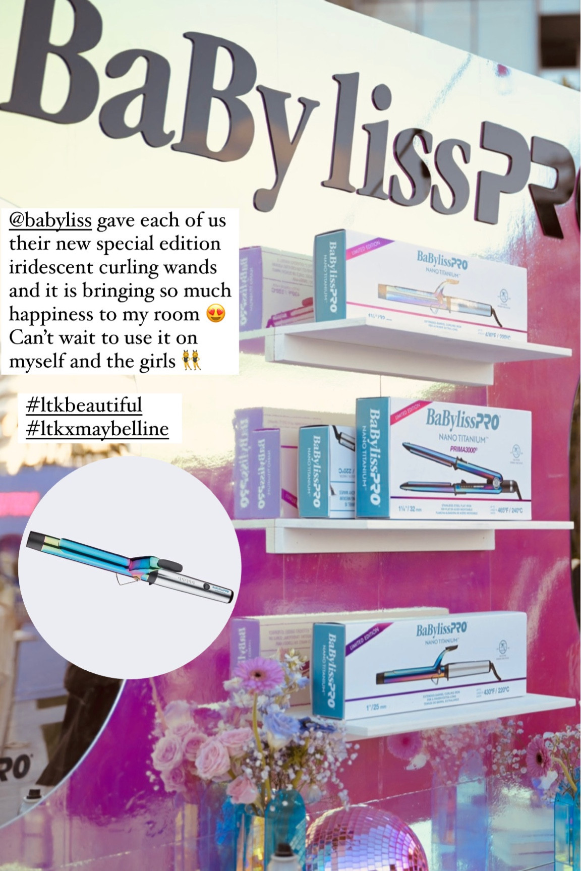 Babyliss had a pop up at #LTKbeautiful and gave every creator one of these limited edition iridescent curling irons. It was perfect for Miami- colorful and happy. Birdie saw it and *loves* it - can’t wait to test it out tomorrow and use it on the girls 😍

#LTKbeauty #LTKU