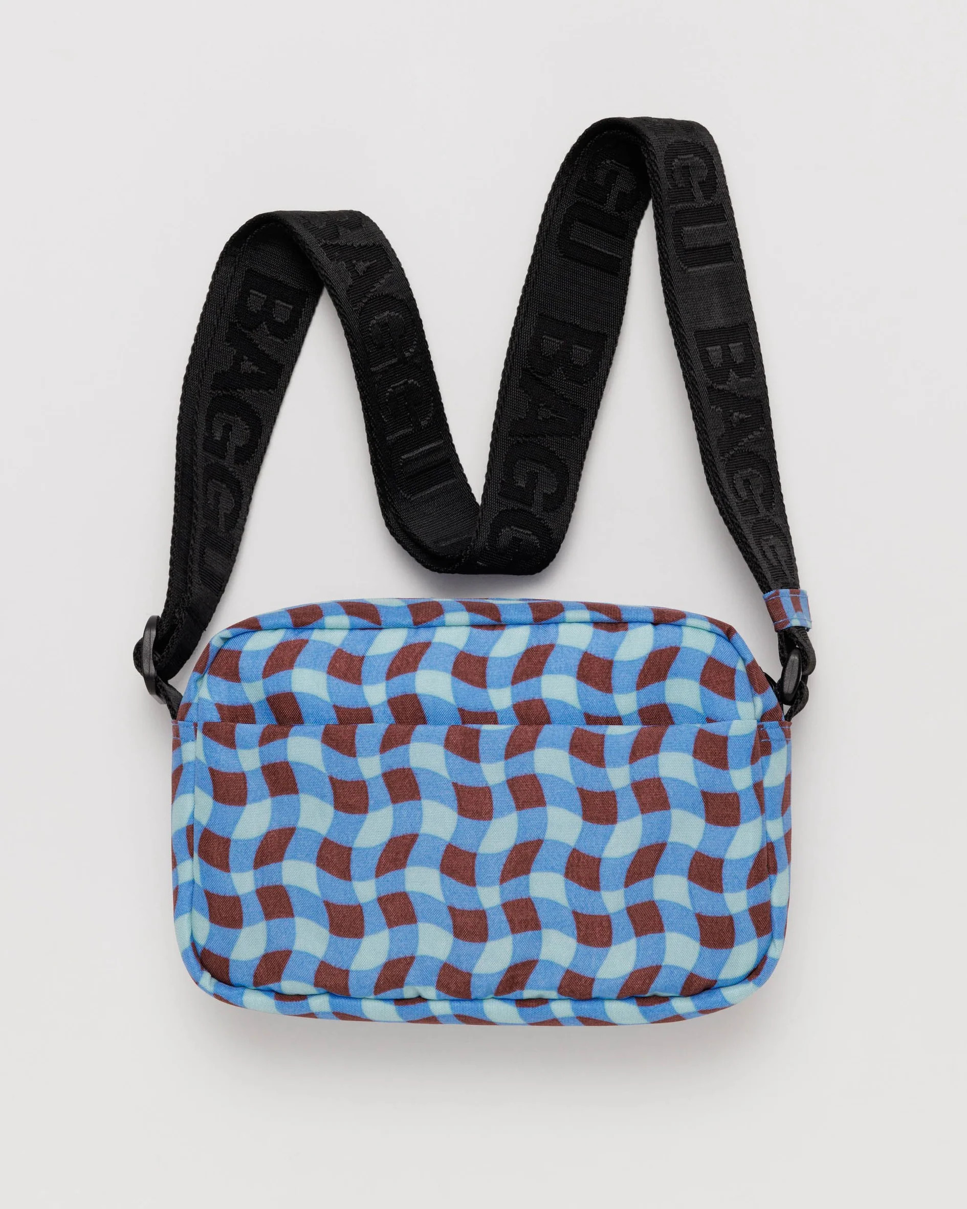 Camera Crossbody : Wavy Gingham Blue - Baggu | BAGGU