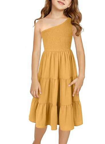 blibean Tween Girls One-Shoulder Dresses Size 6-15 Years Old | Amazon (US)