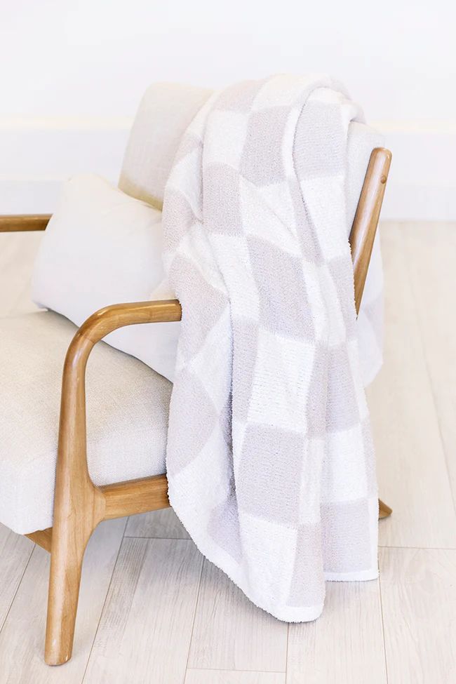 Make Me Believe Taupe Checkered Blanket DOORBUSTER | Pink Lily
