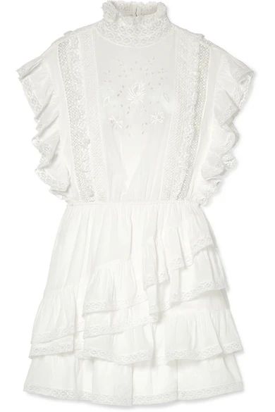 Holly ruffled lace-trimmed cotton-voile mini dress | NET-A-PORTER (UK & EU)