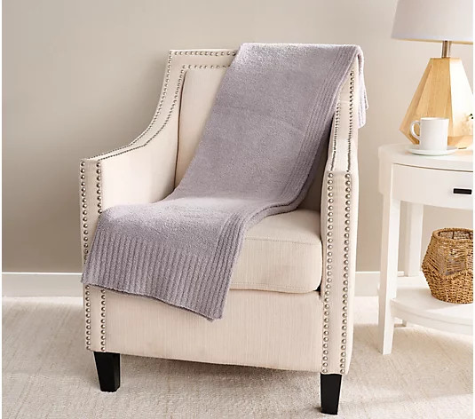 Barefoot Dreams 45"x60" CozyChic Stacked Rib Border Blanket - QVC.com | QVC