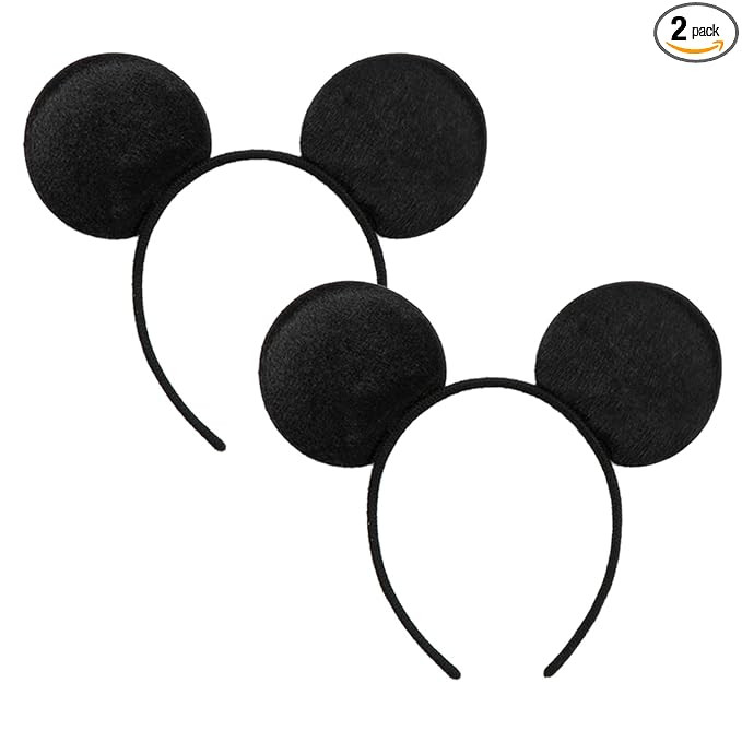 CHuangQi Mouse Ears Headband (Set of 2), Solid Black Ears for Boy & Girl Birthday Party, Party Fa... | Amazon (US)