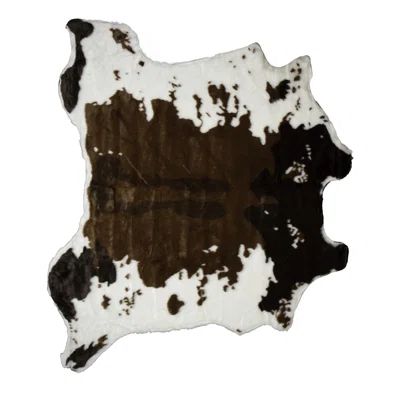 Meriden Acrylic Faux Cowhide Chocolate/White Area Rug Millwood Pines | Wayfair North America